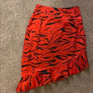 Nasty Gal satin tiger stripe midi skirt